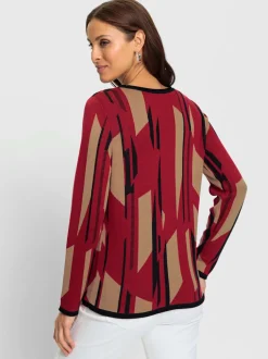Pull à motif graphique géométrique manches longues