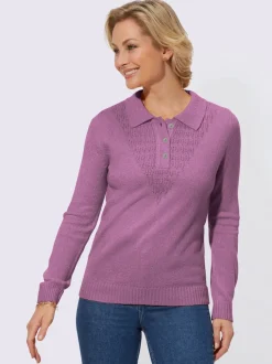 Pull polo motif tricoté affinant