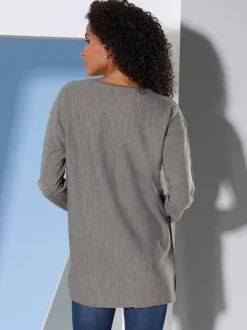 Pull tricot jersey avec détails côtelés col rond