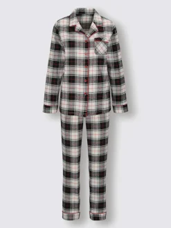 Pyjama flanelle tissée, grattée à l'intérieur et à l'extérieur