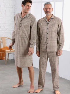 Pyjama flanelle tissée, grattée à l'intérieur et à l'extérieur