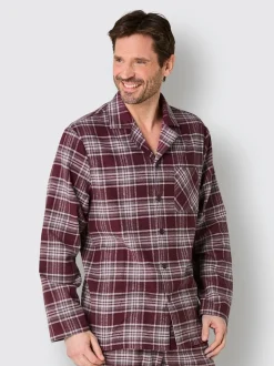 Pyjama-t-shirt flanelle tissée, grattée à l'intérieur et à l'extérieur