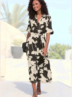 Robe-chemisier robe midi à petit col chemisier