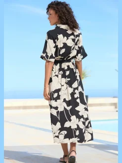 Robe-chemisier robe midi à petit col chemisier