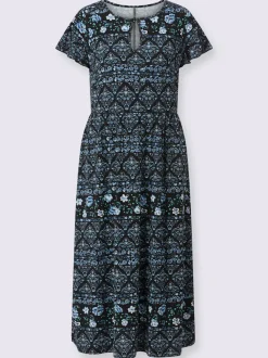 Robe en jersey et imprimé floral avec manches courtes