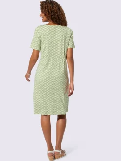 Robe en jersey imprimée à pois manches courtes col V