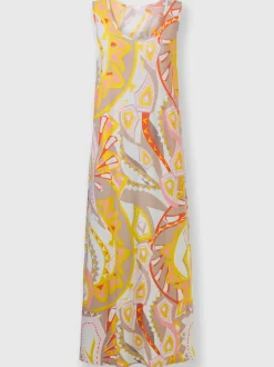 Robe en jersey léger sans manches encolure ronde et motif abstrait