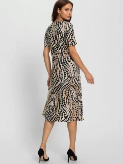 Robe en jersey viscose motif pois et manches courtes