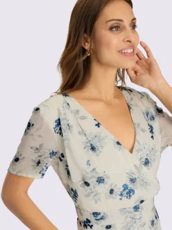 Robe en satin bordures à l'imprimé dégradé