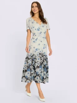 Robe en satin bordures à l'imprimé dégradé