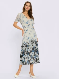 Robe en satin bordures à l'imprimé dégradé