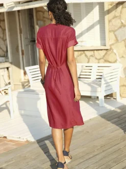 Robe femme col v et 2 poches raglan verticales