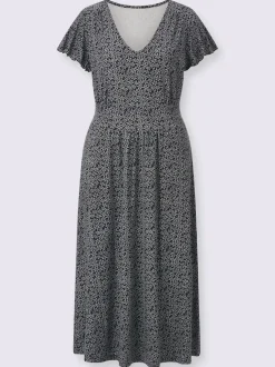 Robe fluide à col V et manches courtes imprimé fleuri