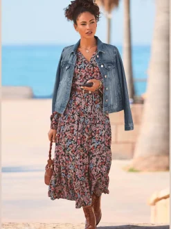 Robe longue encolure en v