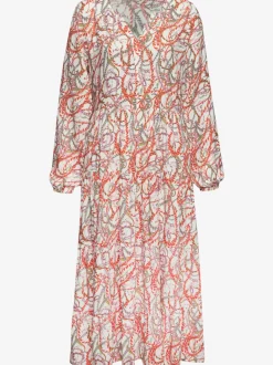 Robe longue robe tissée avec encolure en v