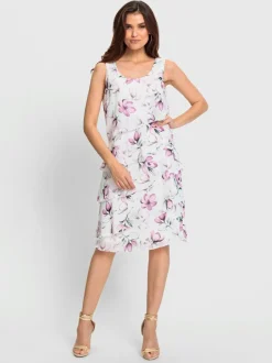 Robe sans manches imprimée à fleurs au genou