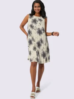 Robe sans manches plissée et motif abstrait en polyester recyclé