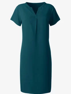 Robe évasée manches courtes col rond encolure en v