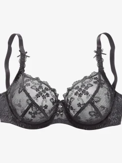 Soutien-gorge à armatures (sans garnissage) en dentelle brodée transparente