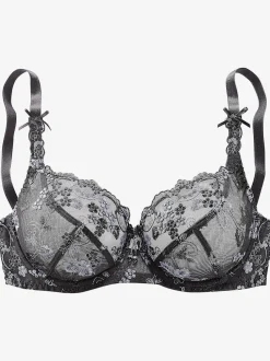 Soutien-gorge à armatures (sans garnissage) en dentelle brodée transparente