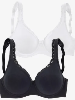 Soutien-gorge spécial t-shirt soutien-gorge basique avec bord dentelle décoratif sur les bonnets et les bretelles