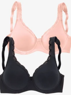 Soutien-gorge spécial t-shirt soutien-gorge basique avec bord dentelle décoratif sur les bonnets et les bretelles