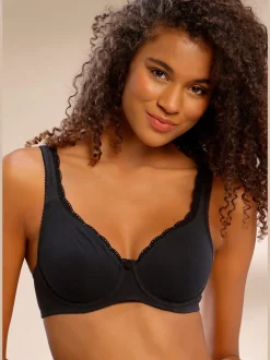 Soutien-gorge spécial t-shirt soutien-gorge basique avec bord dentelle décoratif sur les bonnets et les bretelles