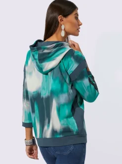 Sweat à capuche en modal et coton manches longues motif abstrait