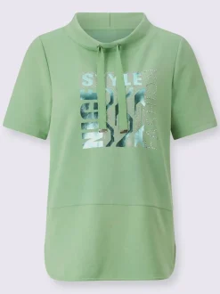 sweat à capuche manches courtes et imprimé graphique devant