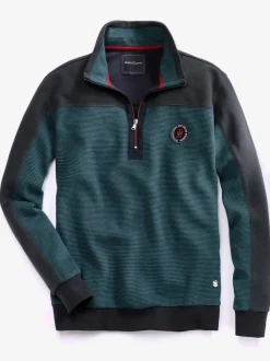 Sweat-shirt bleu et vert col camionneur