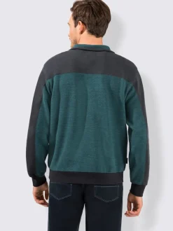 Sweat-shirt bleu et vert col camionneur