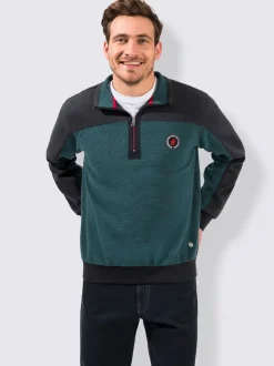 Sweat-shirt bleu et vert col camionneur