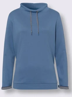 Sweatshirt col montant avec lien à nouer rayé et manches longues