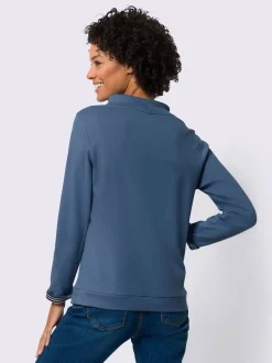 Sweatshirt col montant avec lien à nouer rayé et manches longues