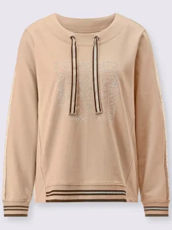 Sweatshirt à col rond et manches longues avec liens rayés