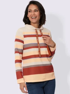 Sweatshirt en coton rayé multicolore marinière à manches longues