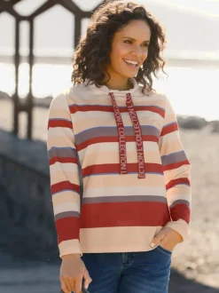 Sweatshirt en coton rayé multicolore marinière à manches longues