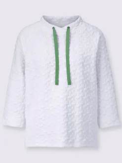 Sweatshirt jacquard en jersey à capuche et manches longues