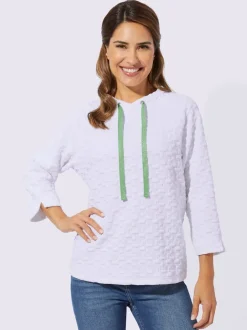 Sweatshirt jacquard en jersey à capuche et manches longues