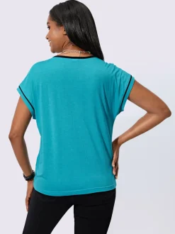 T shirt à encolure ronde avec motif imprimé et manches courtes