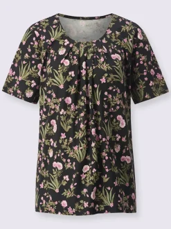 T shirt à manches courtes motif floral et coupe fluide