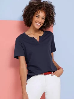 T shirt à manches courtes col V ouvert