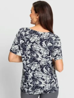 T shirt à manches courtes et imprimé floral en viscose