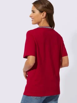 T shirt à manches courtes avec inscription et étoiles col rond