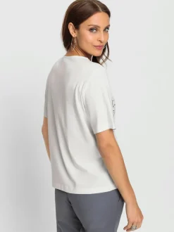 T shirt à manches courtes en coton avec dentelle devant