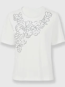 T shirt à manches courtes en coton avec dentelle devant