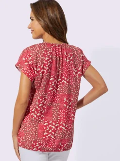 T shirt à manches courtes en coton pur et imprimé floral