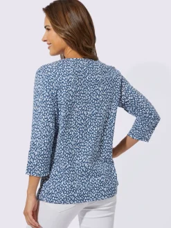 T shirt à manches trois quarts encolure ronde petits cœurs coton