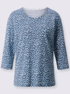 T shirt à manches trois quarts encolure ronde petits cœurs coton