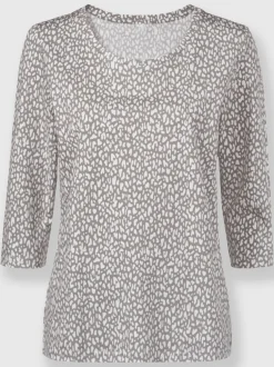 T shirt à manches trois quart et motif floral en coton